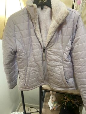 Kids Quilted Faux-Sherpa Jacket - Light Lavender